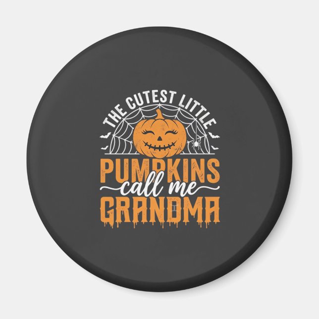 Söt Pumpa Farmor Halloween Design_1 Magnet (Framsidan)