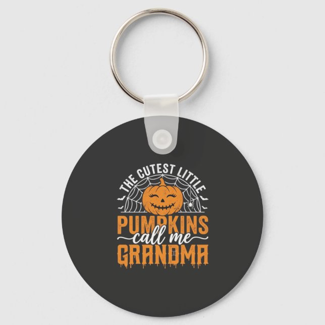 Söt Pumpa Farmor Halloween Design_1 Nyckelring (Framsida)