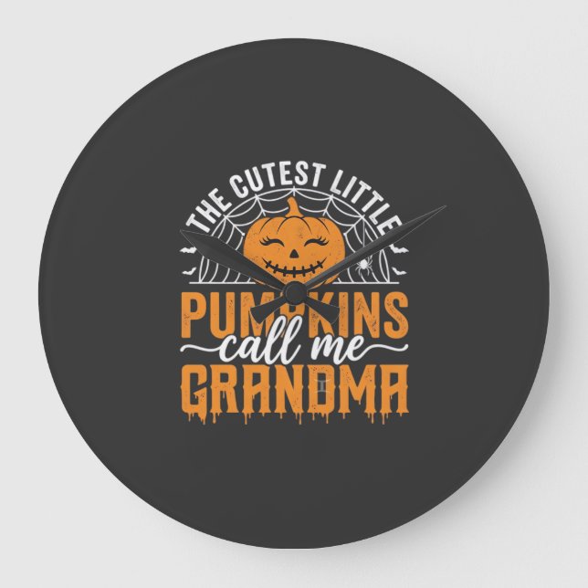 Söt Pumpa Farmor Halloween Design_1 Stor Klocka (Framsida)