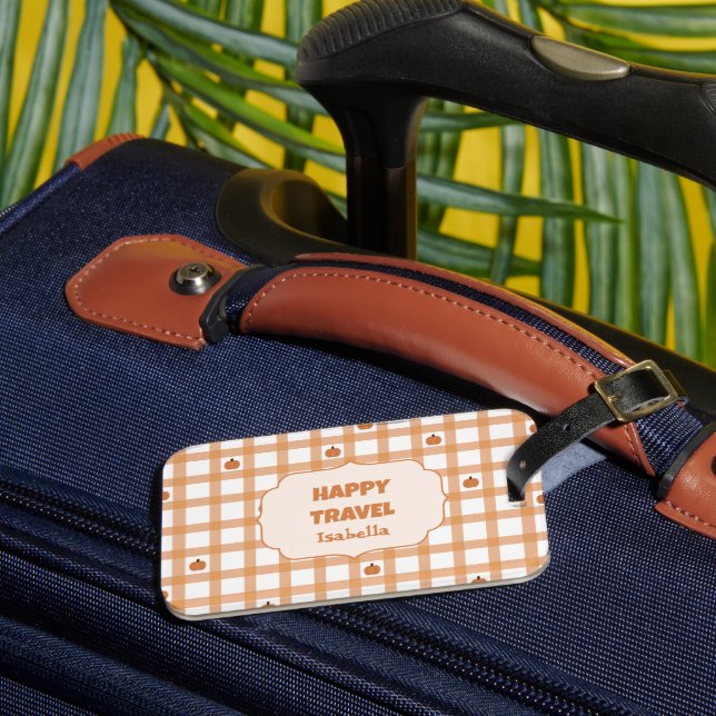 Söt Pumpa Gingham Glad Resa Bagagebricka (Framsida Insitu 3)
