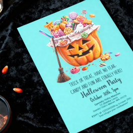 Söt pumpa godispåse Halloween-fest Inbjudningar