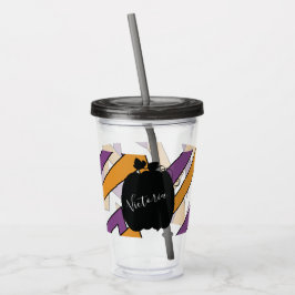 Söt pumpa Halloween lila mönster akryl  Take Away Mugg
