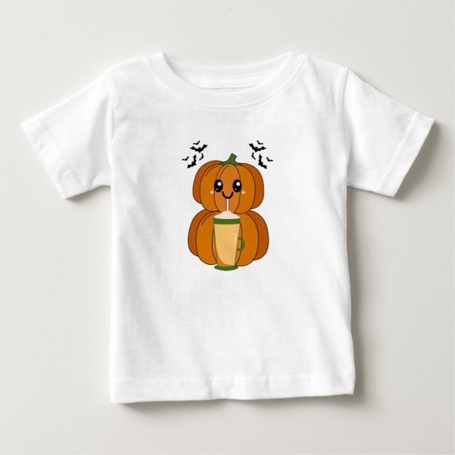 Söt Pumpa Kaffe Halloween T-Shirt (Framsida)