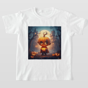 Söt pumpa karaktär i spöklik Halloween-miljö T Shirt
