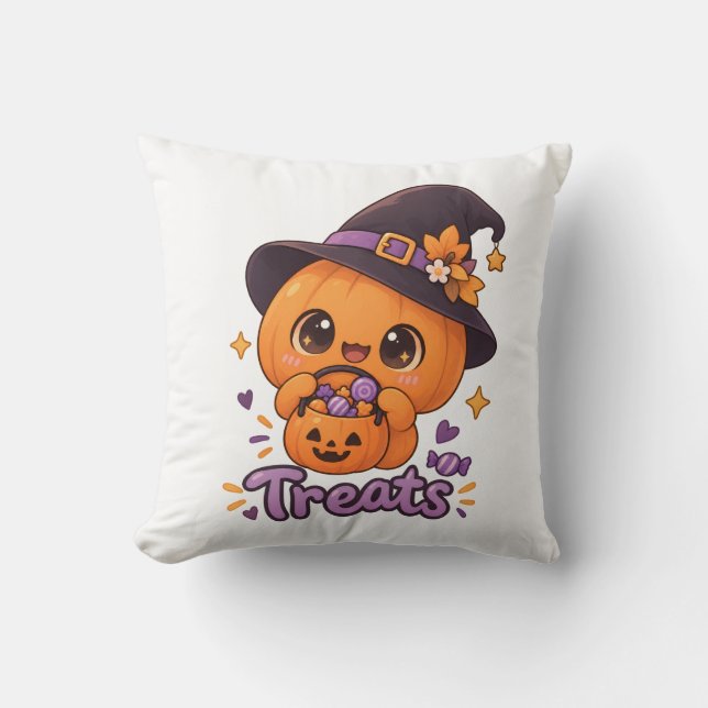 Söt pumpa karaktär 🎃🧡 kudde (Framsida)