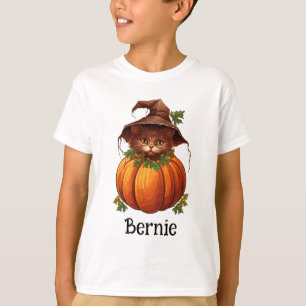 Söt Pumpa Katt Jack O Lantern Halloween Namn T Shirt