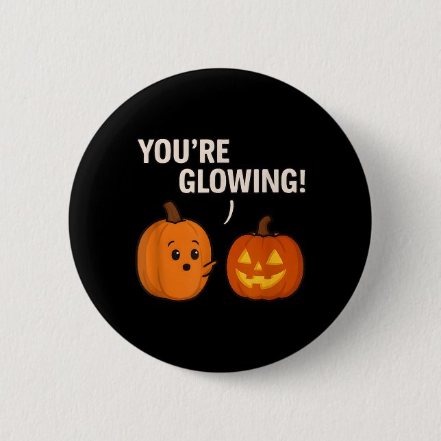 Söt pumpa komplimang _ Lysande Halloween-design Knapp (Framsida)