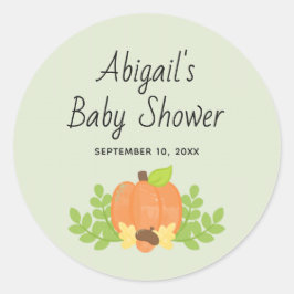 Söt pumpa Könsneutral höst baby shower Runt Klistermärke
