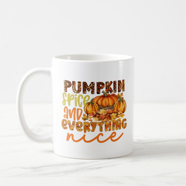 Söt pumpa kryddig textkonst  kaffemugg (Vänster)