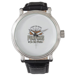 Söt Pumpa Lärare Halloween Design_1 Armbandsur