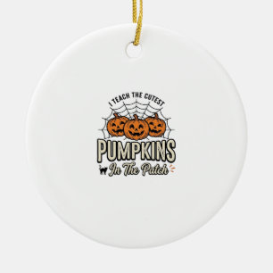 Söt Pumpa Lärare Halloween Design_1 Julgransprydnad Keramik