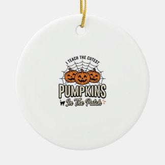 Söt Pumpa Lärare Halloween Design_1 Julgransprydnad Keramik