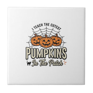 Söt Pumpa Lärare Halloween Design_1 Kakelplatta