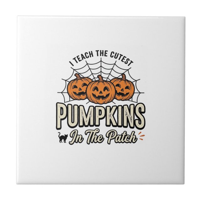 Söt Pumpa Lärare Halloween Design_1 Kakelplatta (Framsidan)