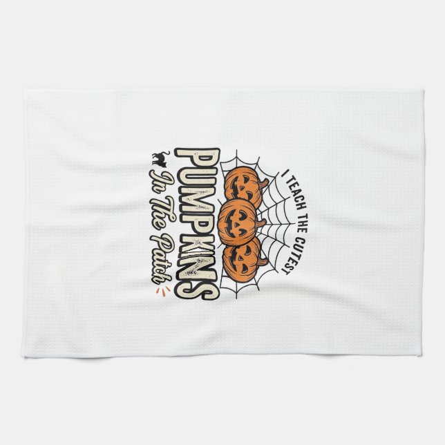 Söt Pumpa Lärare Halloween Design_1 Kökshandduk (Horisontell)