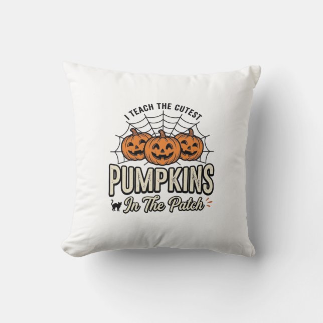 Söt Pumpa Lärare Halloween Design_1 Kudde (Framsida)