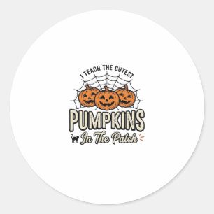 Söt Pumpa Lärare Halloween Design_1 Runt Klistermärke