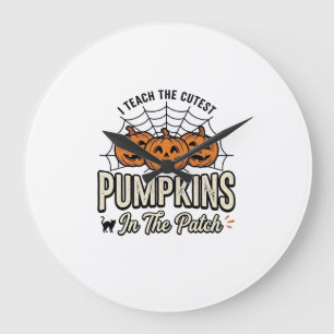 Söt Pumpa Lärare Halloween Design_1 Stor Klocka