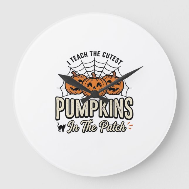 Söt Pumpa Lärare Halloween Design_1 Stor Klocka (Framsida)