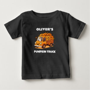 Söt Pumpa Lastbil Anpassat Namn Pojkar Halloween T Shirt