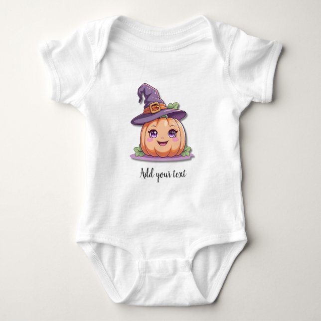 Söt Pumpa Magi – Baby Halloween-bodysuit T Shirt (Framsida)
