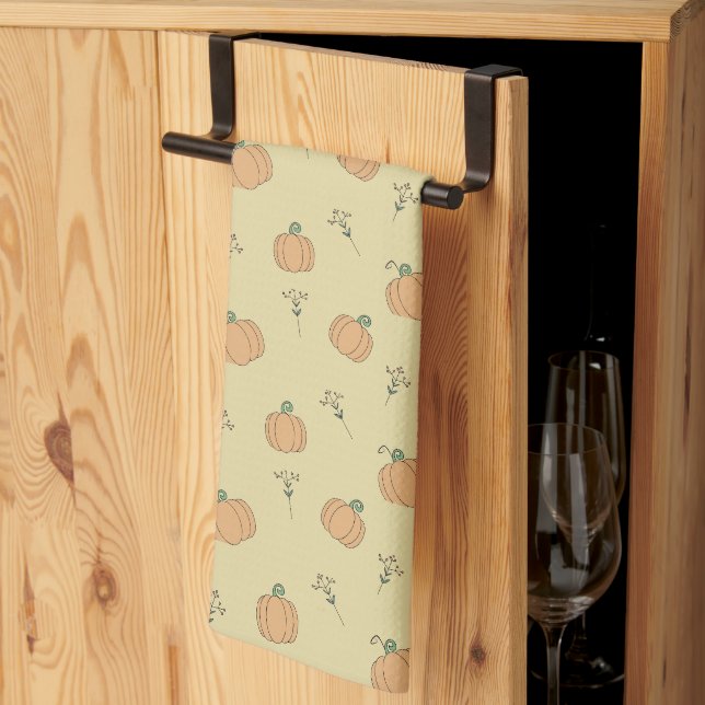 Söt pumpa och höstbladsmönster  kökshandduk (Thirds Fold)