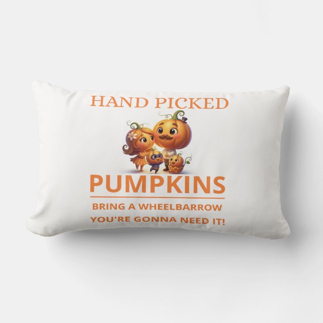 Söt Pumpa Plockar Barn Handplockade Pumpor Kast Lumbarkudde (Framsida)