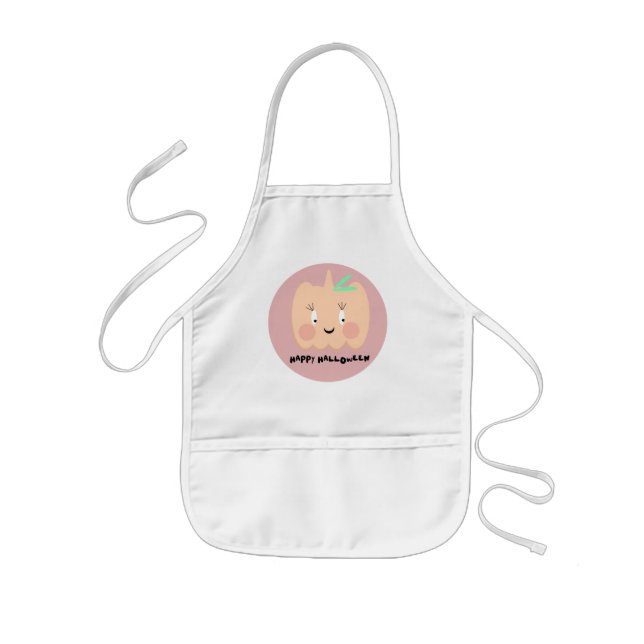 Söt pumpa rodnande bokstäver Glad Halloween  Barnförkläde (Framsidan)