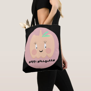 Söt pumpa rodnande bokstäver Glad Halloween Tygkasse