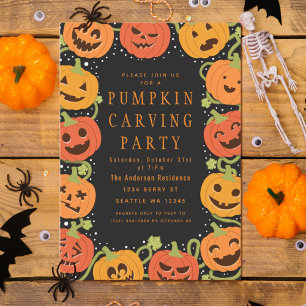 Söt pumpa skär Halloween-fest inbjudan