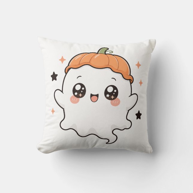 : Söt Pumpa Spöke T-shirt Kudde (Framsida)
