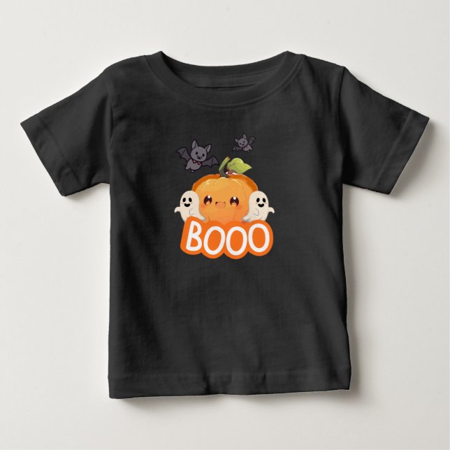 Söt Pumpa Spöken BOOO Halloween T-Shirt (Framsida)