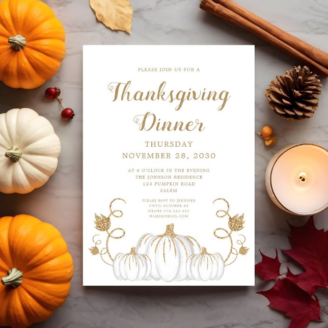 Söt pumpa tackgårdsdags middagsfest  inbjudningar (Cute Pumpkin Thanksgiving Dinner Party Invitation)