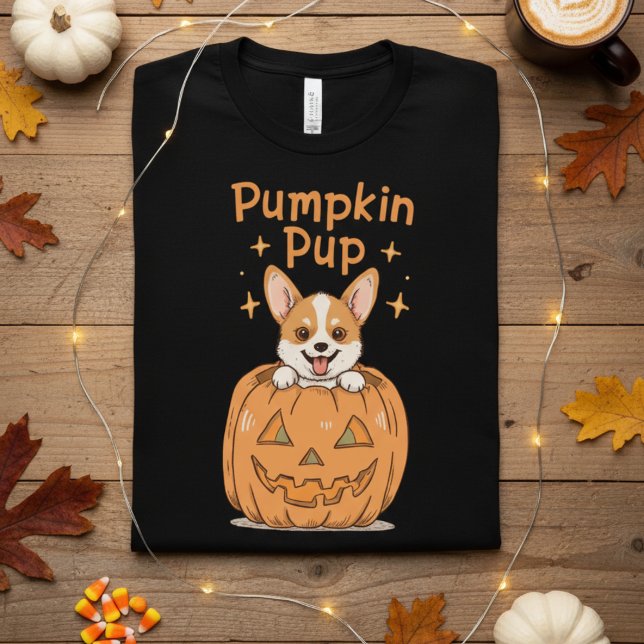 Söt Pumpa Valp Halloween Corgi T-Shirt (Skapare uppladdad)