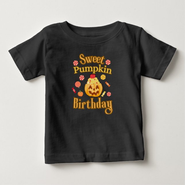 Söt pumpafödelsedag Halloween T-shirt (Framsida)