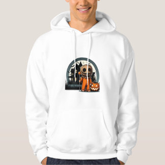 Söt pumpahuvud framför spökhus – Hall Hoodie