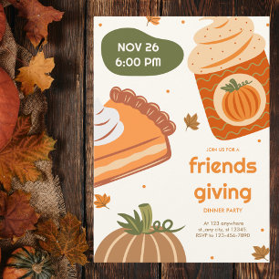 Söt Pumpapaj och Cupcake Vännerst Thanksgiving Inbjudningar