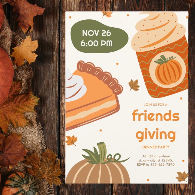 Söt Pumpapaj och Cupcake Vännerst Thanksgiving Inbjudningar (Skapare uppladdad)