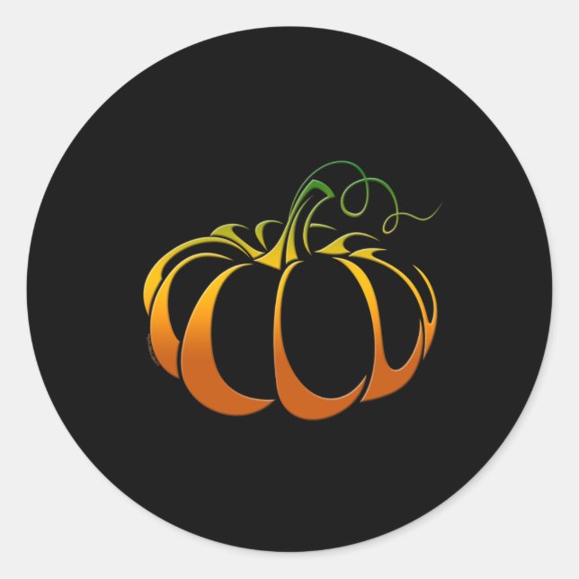 Söt Pumpkin i höstfällan Runt Klistermärke (Framsida)
