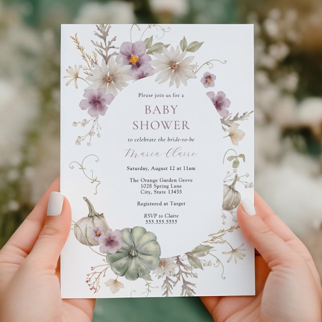 Söt Pumpkin Lila Möhippa Inbjudningar (Skapare uppladdad)