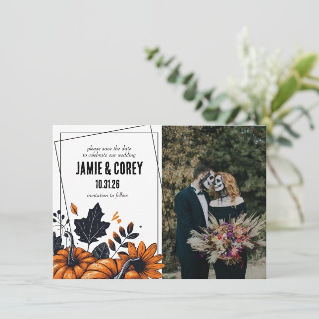 Söt Pumpkins Bröllop Spara Datumet (Stående Fram)