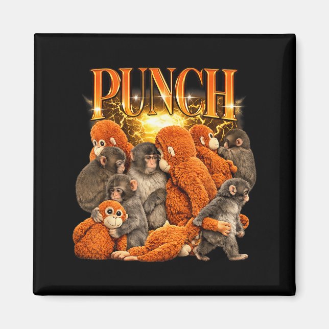 Söt Punch apen kramande gosedjur Magnet (Framsidan)