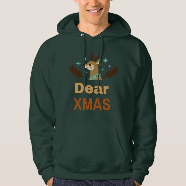 Söt punchsjulbock Kära Xmas Högtidskonst Hoodie (Framsida)
