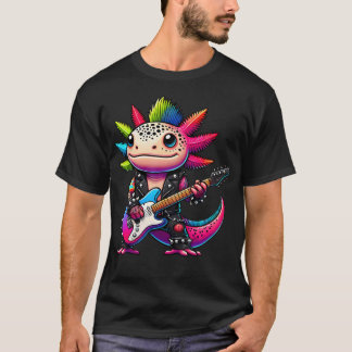 Söt Punk Axolotl Rock'N Roll Goth Kawaii Gitarr B T Shirt