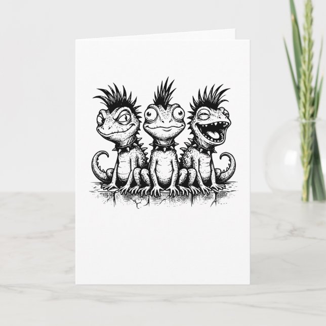 Söt punkgroddskjorta Spiky Frog Trio Tee, gotisk Kort (Framsida)
