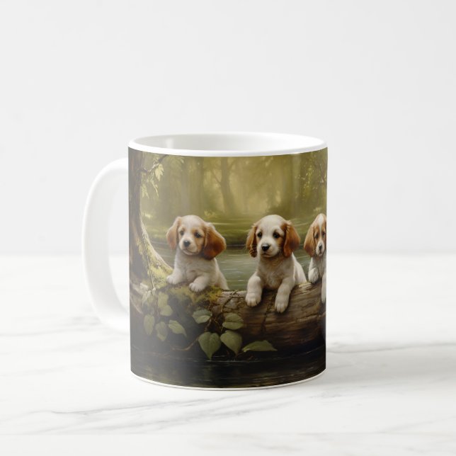 Söt Puppies Linje Keramik Mugg (Framsida vänster)