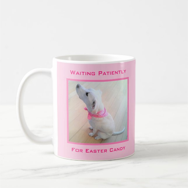 Söt Puppy Hund med Rosa Scarf Påsk Gift Kaffemugg (Vänster)