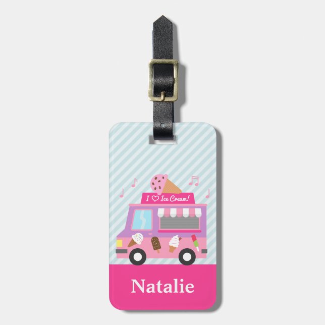 Söt purpurfärgad rosa glasslastbil för flickor bagagebricka (Vertikal Framsida)