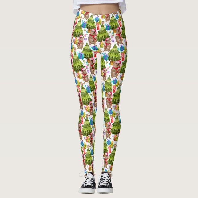 Söt Quokka Jul  Leggings (Framsida)