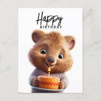 Söt quokka med födelsedagstårta  vykort